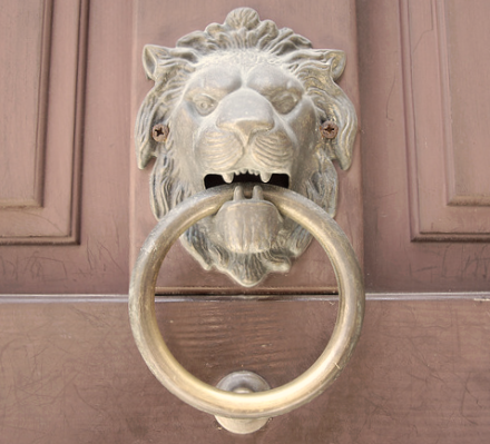 lion door knocker with ring